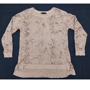 Jane + Delancey Womens Small Tan Snakeskin Metallic Foil High-Low Sweatshirt